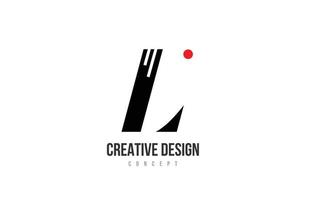 icono del logotipo de la letra del alfabeto de punto rojo l. plantilla creativa en blanco y negro para un negocio o empresa vector