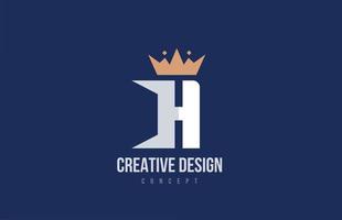 king crown H alphabet letter logo icon design. Creative template for business and company vector