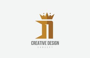 rey marrón corona un icono del logotipo de la letra del alfabeto con picos. diseño creativo para empresas y negocios vector