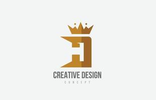 rey marrón corona un icono del logotipo de la letra del alfabeto con picos. diseño creativo para empresas y negocios vector