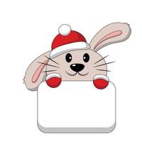 Cute Rabbit with poster without text in color for congratulation vector