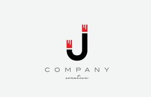J black and red alphabet letter logo icon design. Creative template suitable for a company or business vector
