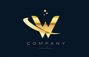 gold golden W alphabet letter logo icon design. Creative template for business and company with swoosh vector