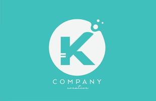 cyan K green circle alphabet letter logo icon design with dots. Creative template for business and company vector