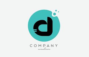 D green circle alphabet letter logo icon design. Creative template for company and business vector