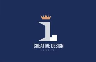 king crown L alphabet letter logo icon design. Creative template for business and company vector