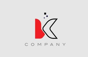 red black line K alphabet letter logo icon. Creative design template for company and business vector