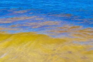 Waves at tropical beach caribbean sea clear turquoise water Mexico. photo