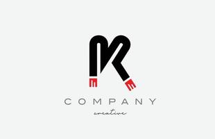 K black and red alphabet letter logo icon design. Creative template suitable for a company or business vector