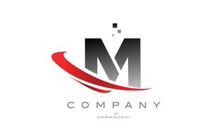 icono del logotipo de la letra del alfabeto m con swoosh rojo. diseño adecuado para un negocio o empresa vector
