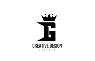 G black and white alphabet letter logo icon design with king crown and spikes. Template for company and business vector