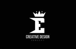 E alphabet letter logo icon design with king crown. Creative template for business and company vector