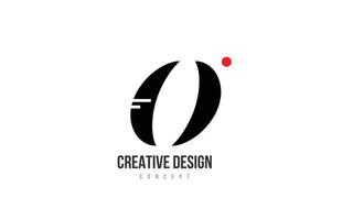 icono del logotipo de la letra del alfabeto de punto rojo o. plantilla creativa en blanco y negro para un negocio o empresa vector