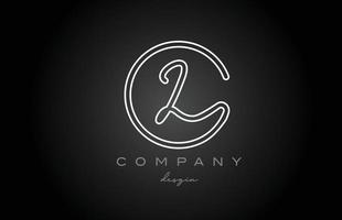 black and white line L alphabet letter logo icon design. Handwritten connected creative template for company and business vector