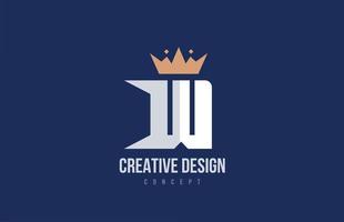 king crown W alphabet letter logo icon design. Creative template for business and company vector