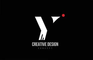 icono del logotipo de la letra del alfabeto de la línea de punto rojo y. plantilla creativa de fondo negro para un negocio o empresa vector