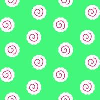 Seamless vector pattern with narutomaki fishcakes a green background