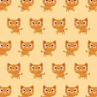 Seamless vector pattern with cat a brown background
