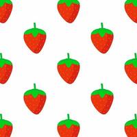 Seamless vector pattern with strawberry on a white background