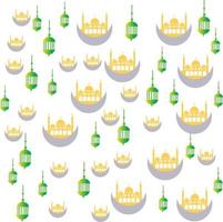 Ramadan Kareem arabic calligraphy greeting design islamic line mosque dome with lattern vector