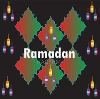 tarjeta de ramadan kareem con fondo de latern. ramadan kareem diseño de saludo de caligrafía árabe islámico. vector