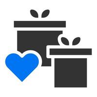 regalo sólido gris azul ilustración de san valentín vector e icono de logotipo icono de año nuevo perfecto.