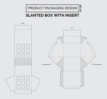 CUTOMIZE PRODUCT PACKAGING DESIGN SLANTED BOX WITH INSERT vector