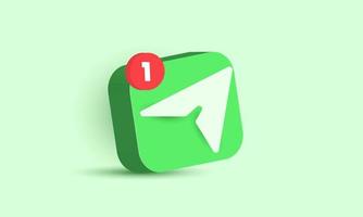 illustration realistic green new notification message icon modern style 3d creative isolated on background vector