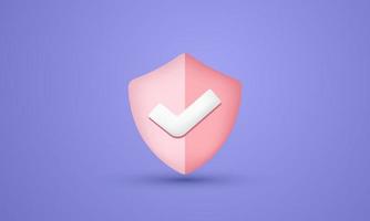 illustration realistic protection shield icon checkmark modern style 3d creative isolated on background vector