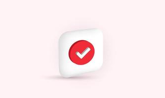 illustration realistic check mark app icon over modern 3d style creative isolated on background vector