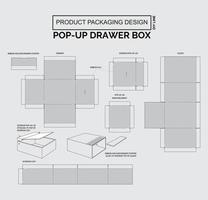 CUTOMIZE PRODUCT PACKAGING DESIGN POP UP DRAWER BOX vector