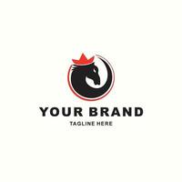 horse logo wearing crown vector