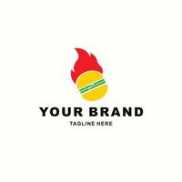 burger logo with fire background vector