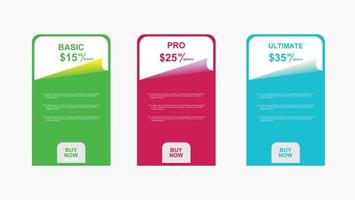 set of pricing table, order, box, button, list for web vector