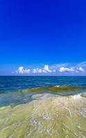 Tropical mexican beach clear turquoise water Playa del Carmen Mexico. photo