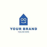 a simple logo combining the shape of a house and a funny face vector