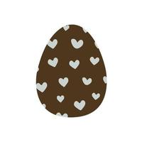 Easter egg decorated with blue hearts. Vector isolated