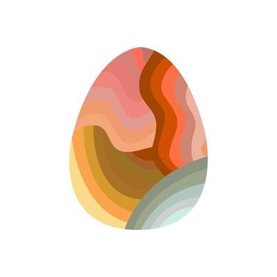 Easter egg decorated with abstract stripes. Vector isolated