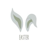 Bunny ears and inscription Easter. Cartoon vector