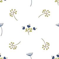 Seamless pattern with spring and summer twigs and flowers vector print