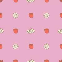 Seamless pattern with spring and summer flowers vector