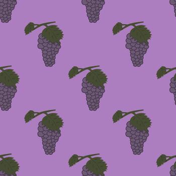 seamless, patrón, con, ramitas, de, uva madura, bayas, vector