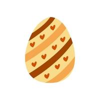 Easter egg decorated with colorful stripes and hearts. Vector isolated