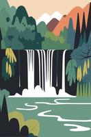 parque nacional de los lagos de plitvice croacia montaña río cascada naturaleza paisaje vector