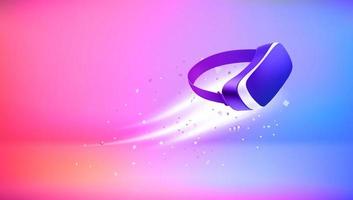 Glowing VR mask. 3d vector banner with copy space