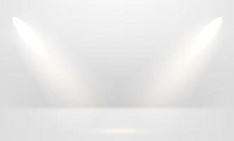 White empty stage illuminated with bright projectors. 3d vector