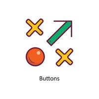 ilustración de diseño de icono de contorno lleno de vector de botones. símbolo de juego en el archivo eps 10 de fondo blanco