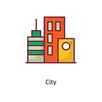ilustración de diseño de icono de contorno lleno de vector de ciudad. símbolo de vacaciones en el archivo eps 10 de fondo blanco