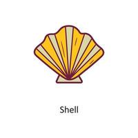 ilustración de diseño de icono de contorno lleno de vector de shell. símbolo de vacaciones en el archivo eps 10 de fondo blanco