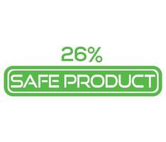 1 to 100 percentage safe product vector art sign symbol illustration with fantastic font and green color